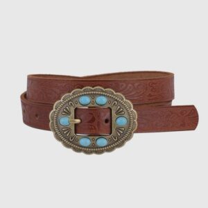 Cinturón mujer- autentico cuero-hebilla con piedras-25mm